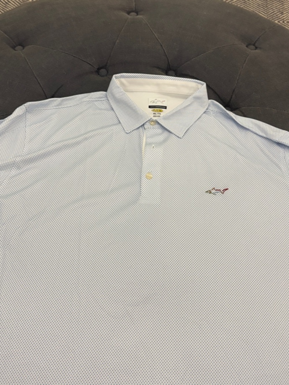Greg Norman Collection Light Blue Micro-Pattern Polo